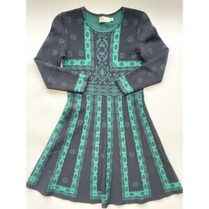 Women's Eliza J Black and Green Knit Dress Size Petite Small